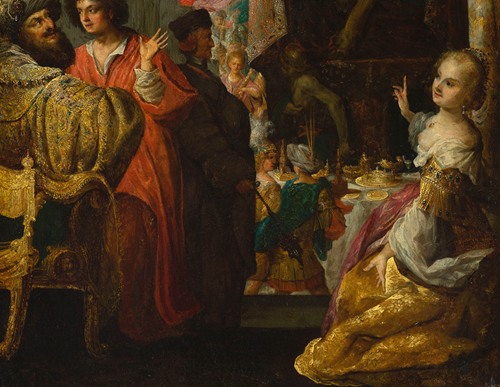 Daniel and king Cyrus before Bel (Daniel 14-1-2)