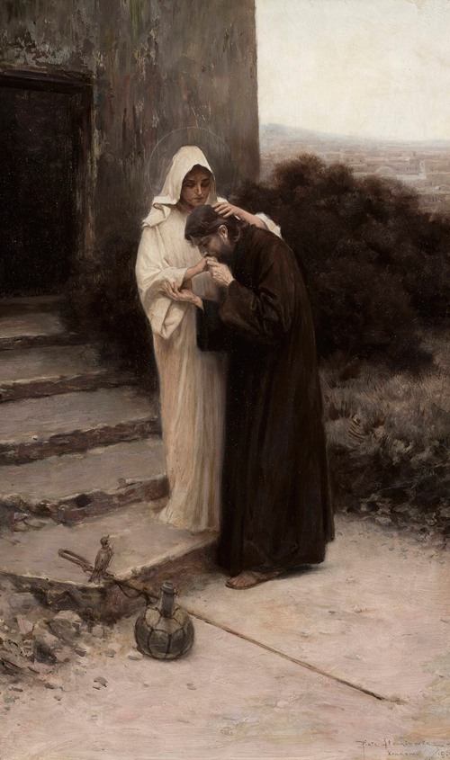 Our Lady Says Farewell to Christ by Piotr Stachiewicz - Artvee