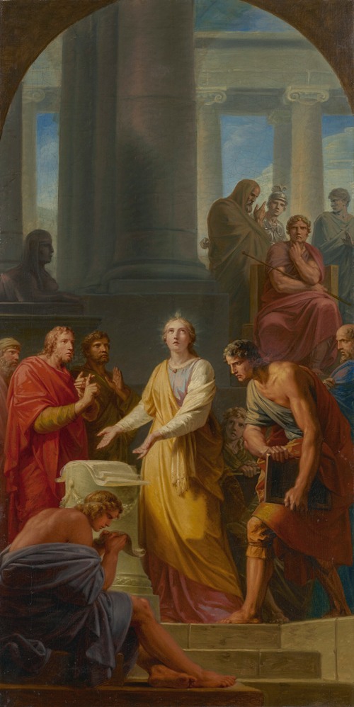 Saint Catherine arguing against pagan philosophers before Emperor Maxentius