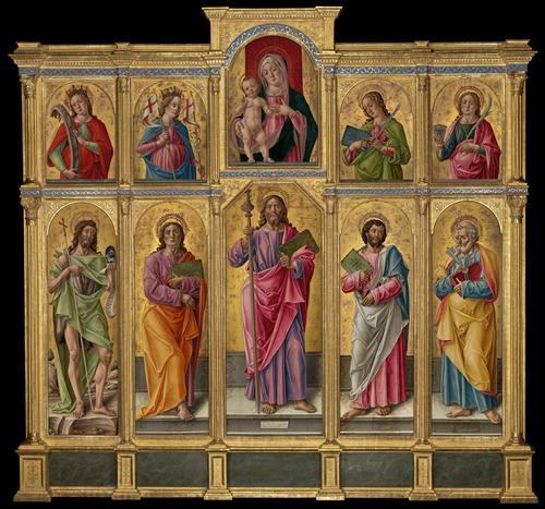 Polyptych with Saint James Major, Madonna and Child, and Saints