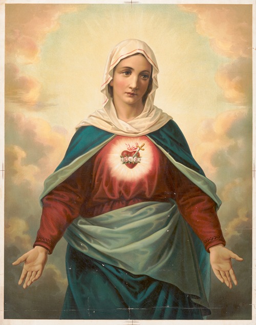 The Virgin Mary with heart emblem on chest