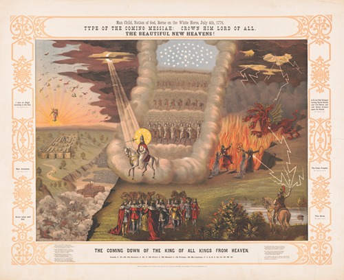 Man child, nation of God, borne on the white horse, July 4th, 1776. Type of the coming messiah