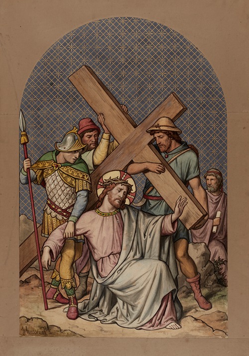 Simon of Cyrene helps Jesus carry the Cross