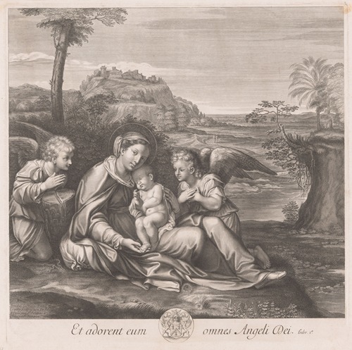 Mary with sleeping Christ child and two angels