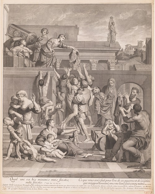 Saint Cecilia gives her goods to the poor