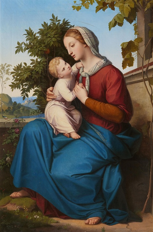 Madonna mit Kind im Rosengarten