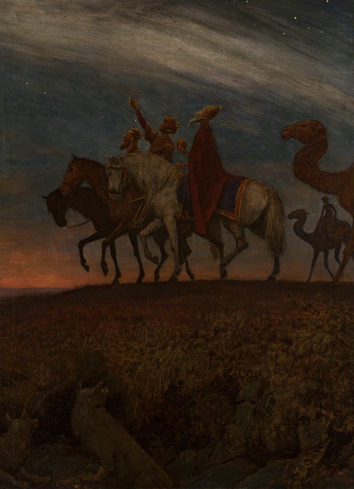 Three Magi on the way to Bethlehem