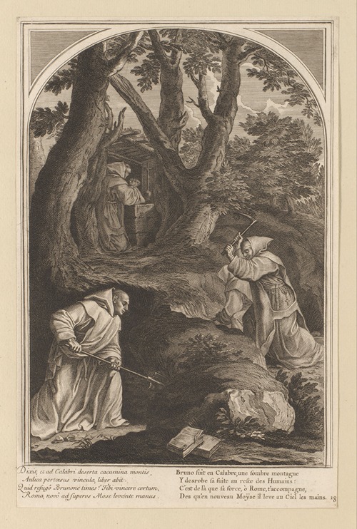 Saint Bruno in prayer in Calabria