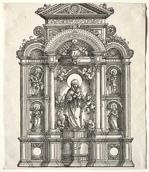 Great Altar with the Virgin, in a border with SS. Christopher, George, Barbara, Catherine