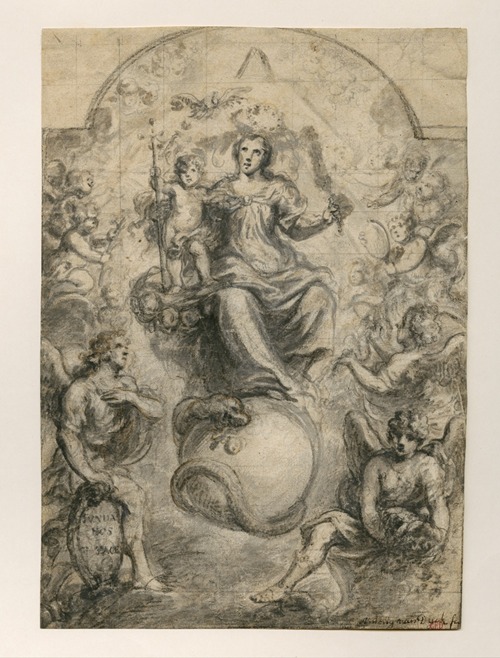 Virgin with the child Jesus, surrounded by angels
