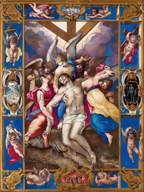 The dead Christ carried by the angels