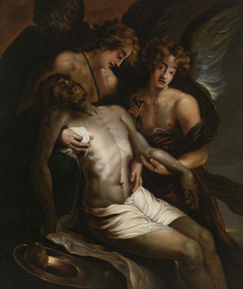 Man of Sorrows supported by Angels