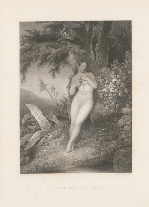 Eve effeuillant des roses