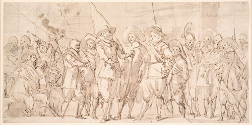 Officers and other civic guardsmen of the IIIrd District of Amsterdam, under the command of Captain Allaert Cloeck and Lieutenant Lucas Jacobsz Rotgans