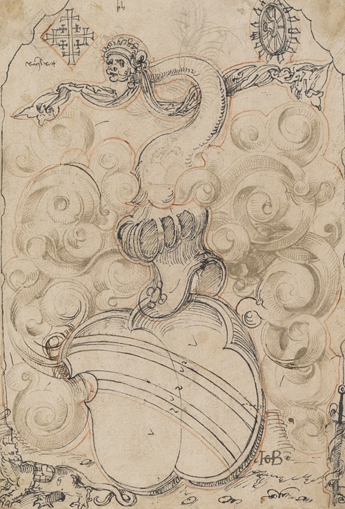Scheibenriss mit Wappen Jacob von Bessernhofen