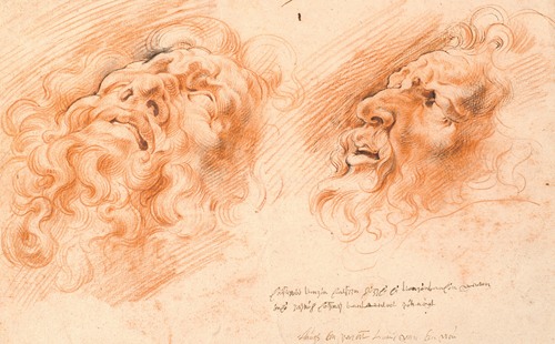 Laocoon. Two studies of Laocoon’s face, one seem en face from below, and the other in profile to the left