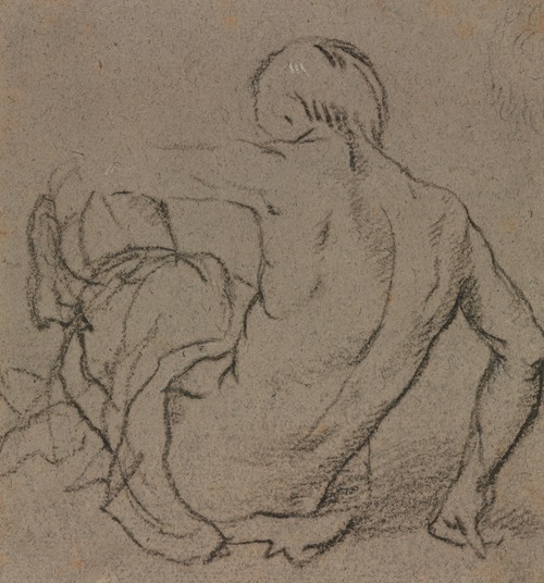 Man Seated on the Ground, Seen from Behind