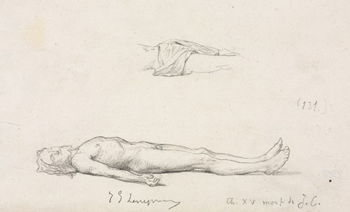 Sketch of the Dead Christ, and Detail Sketch of Loincloth