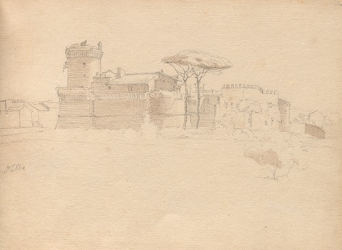 Album with Views of Rome and Surroundings, Landscape Studies, page 28a: “Ostia”