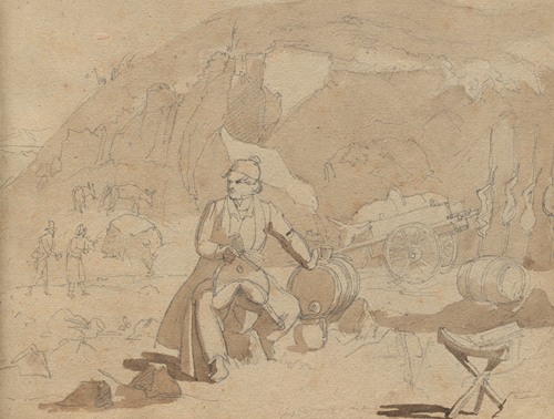 Album with Views of Rome and Surroundings, Landscape Studies, page 39a: Figure in a Landscape