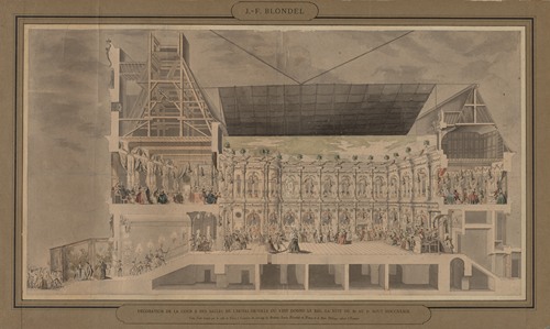 Cross Section of the Hôtel de Ville Seen in Perspective Showing the Decoration and Illumination of the Courtyard and Rooms Created on the Occasion of the Ball Given the Night of August 30 and 31, 1739
