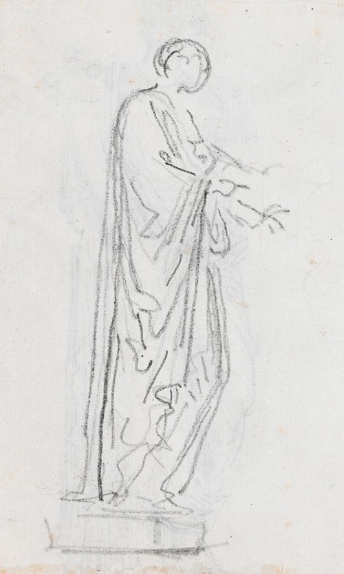 Statue of a Roman Woman (Female Deity) Seen from the Side (verso)