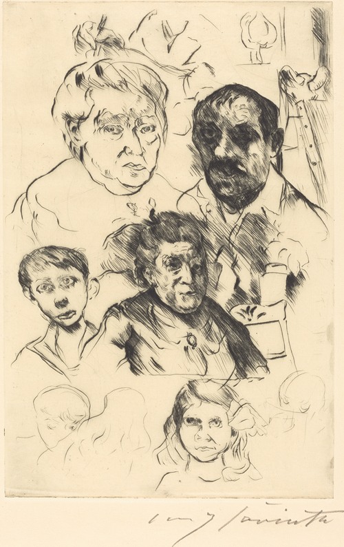 Assorted Heads and Self-Portrait (Verschiedene Köpfe und Selbstbildnis)