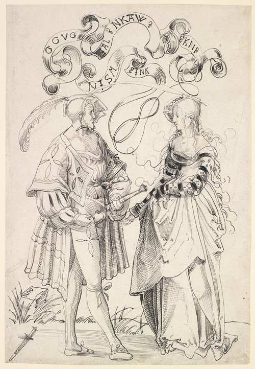 Edelmann und Fräulein im Gespräch (Die Herausforderung eines Freiers)