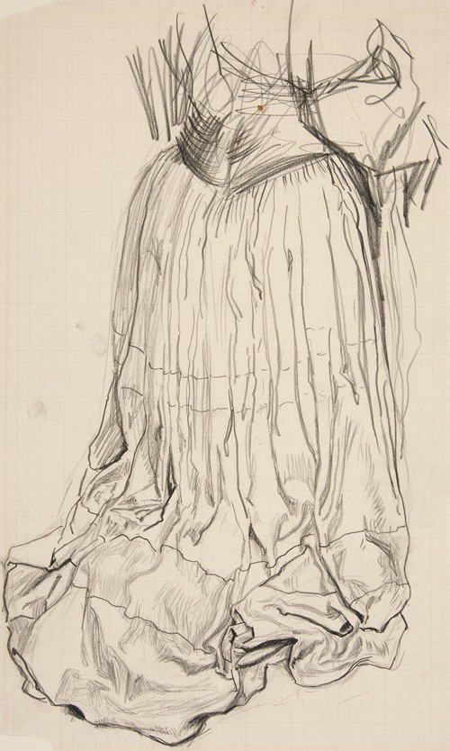 Drapery study for ‘Galahad Departs’ in The Quest of the Holy Grail mural series at Boston Public Library