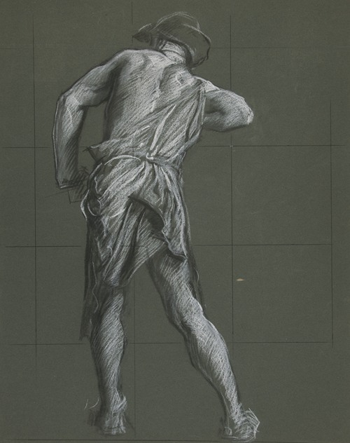 Figure study for ‘The Spirit of Vulcan, Genius of the Workers in Iron and Steel,’ lunette in the rotunda of the Pennsylvania State Capitol at Harrisburg (1986)