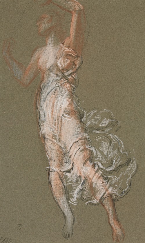 Study for figure of 3 pm in ‘The Hours’ ceiling at the state capitol building in Harrisburg, Pennsylvania