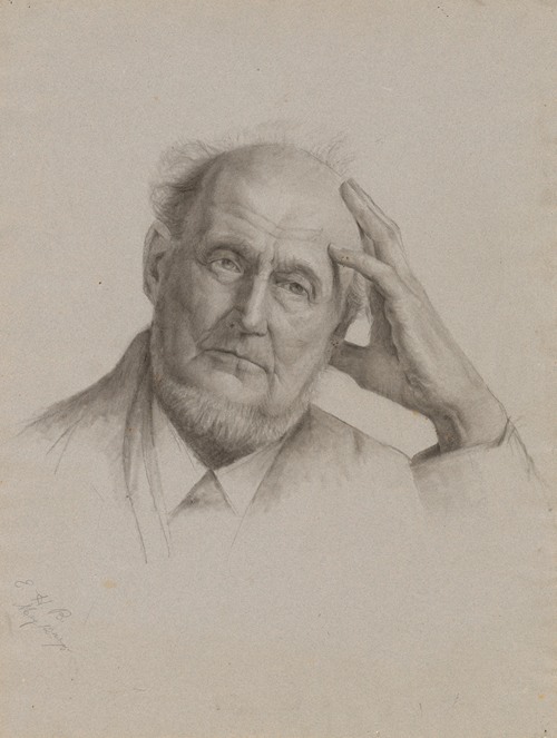 Untitled [head, bust, left hand of bearded man]
