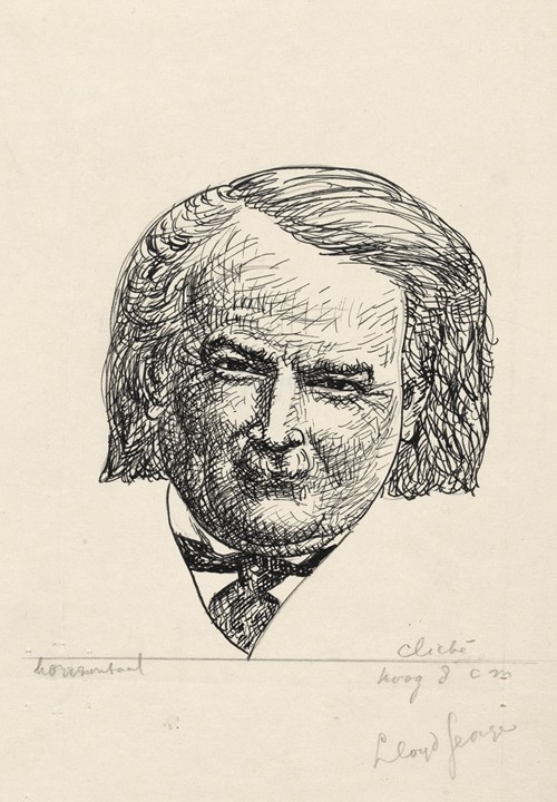 Ontwerp boekillustratie voor Alexander Cohen’s Van Anarchie tot Monarchie; Portret van David Lloyd George of Dwybor