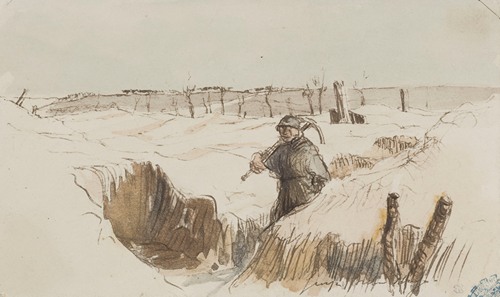 Sans titre (Poilu marchant dans une tranchée) (1915-1916)