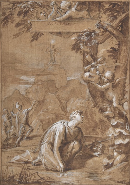 Allegorical Composition with a Young Man Kneeling before a Tree