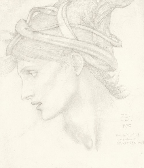 Head study of Maria Zambaco for Nimue in ‘The Beguiling of Merlin’