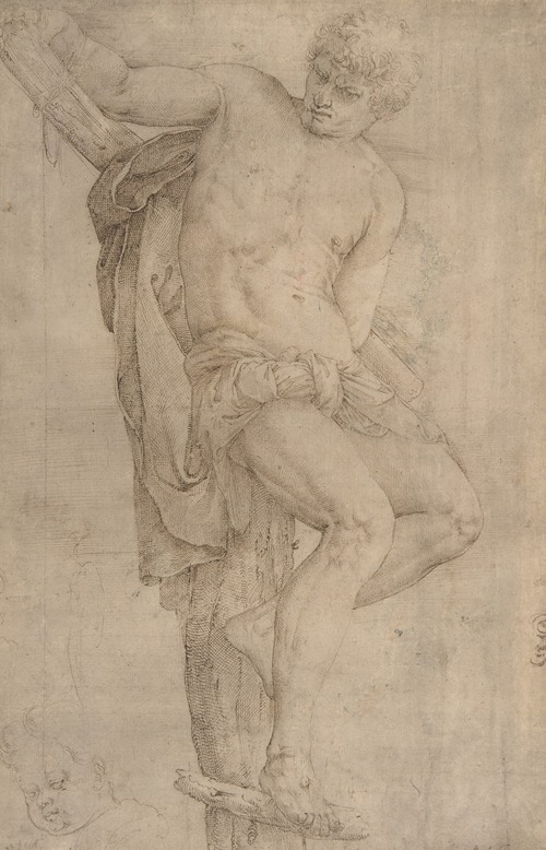 The Unrepentant Thief on the Cross, Study of a Child’s Head at Lower Left, and of an Ear at Lower Right Border