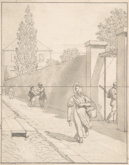 View of Charlottenborg Palace in Copenhagen with the Old Botanical Garden and Figures