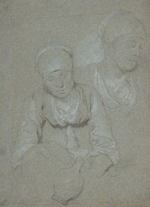 Woman Holding a Jug and a Study of her Head Seen from the Left