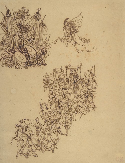 A Marriage Procession in Sixteenth Century Dress; a Cavalier; and a Trophy of Arms