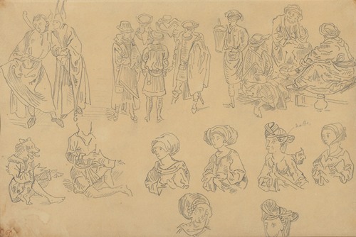 Figures in Medieval Costume (Tracings from the ‘Nuremberg Chronicle’)