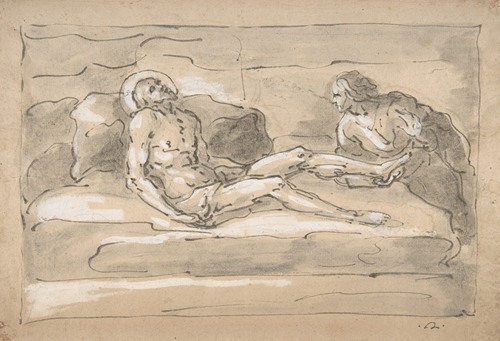 The Dead Christ Mourned by the Magdalen Who Venerates the Wounds on His Feet