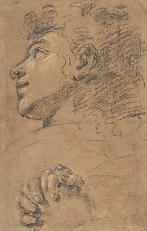 Profile Head of a Youth Looking to Upper Left, and Study of Clasped Hands