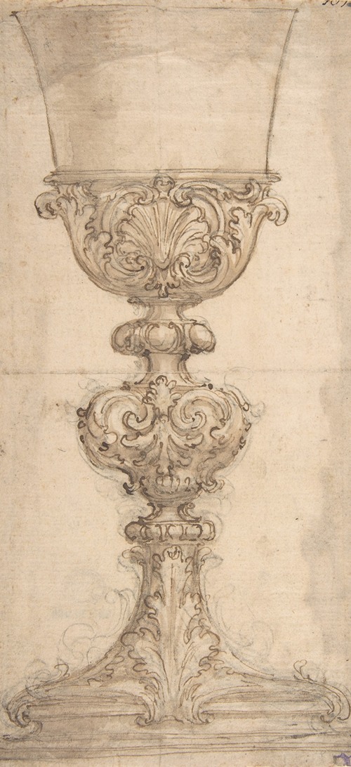 Design for a Chalice with Acanthus and Shell Decoration