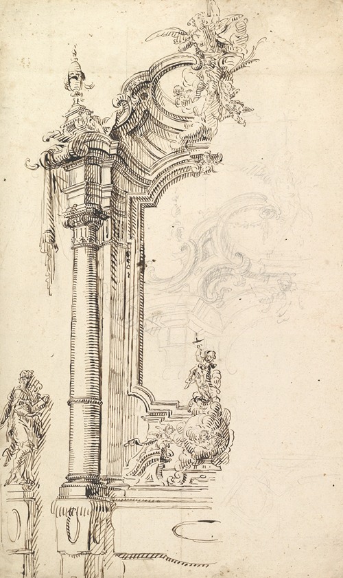 Study for an Altar with a Figure on a Raised Socle at Left