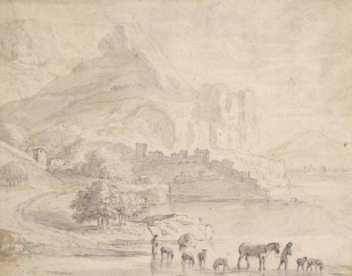 Cattle and Shepherds in a Southern Mountainous Landscape