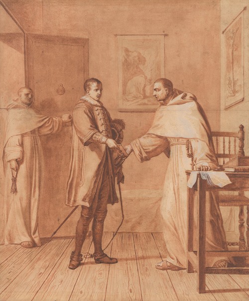 Fatally wounded, King Henry III informs the Blessed Abbot of his condition and recommends himself to his prayers