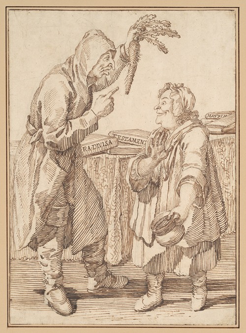 A Monk with a Carrot and a Woman with a Chamber Pot