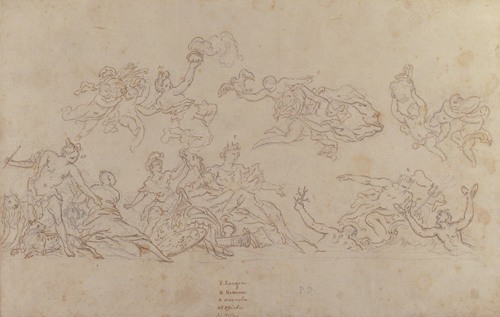 Design for a Ceiling Decoration with Neptune and Allegories of the Four Continents