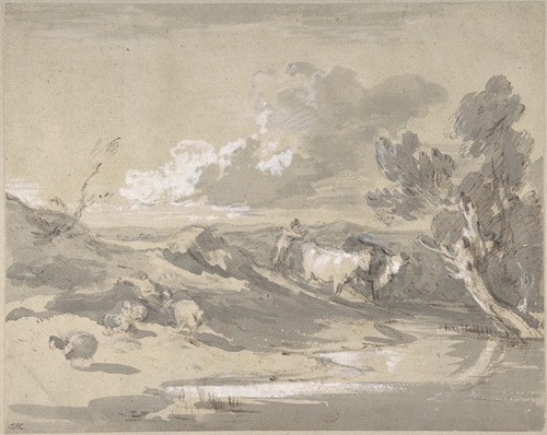 Open Landscape with Herdsman, Cows, and Sheep (ca. 1785)